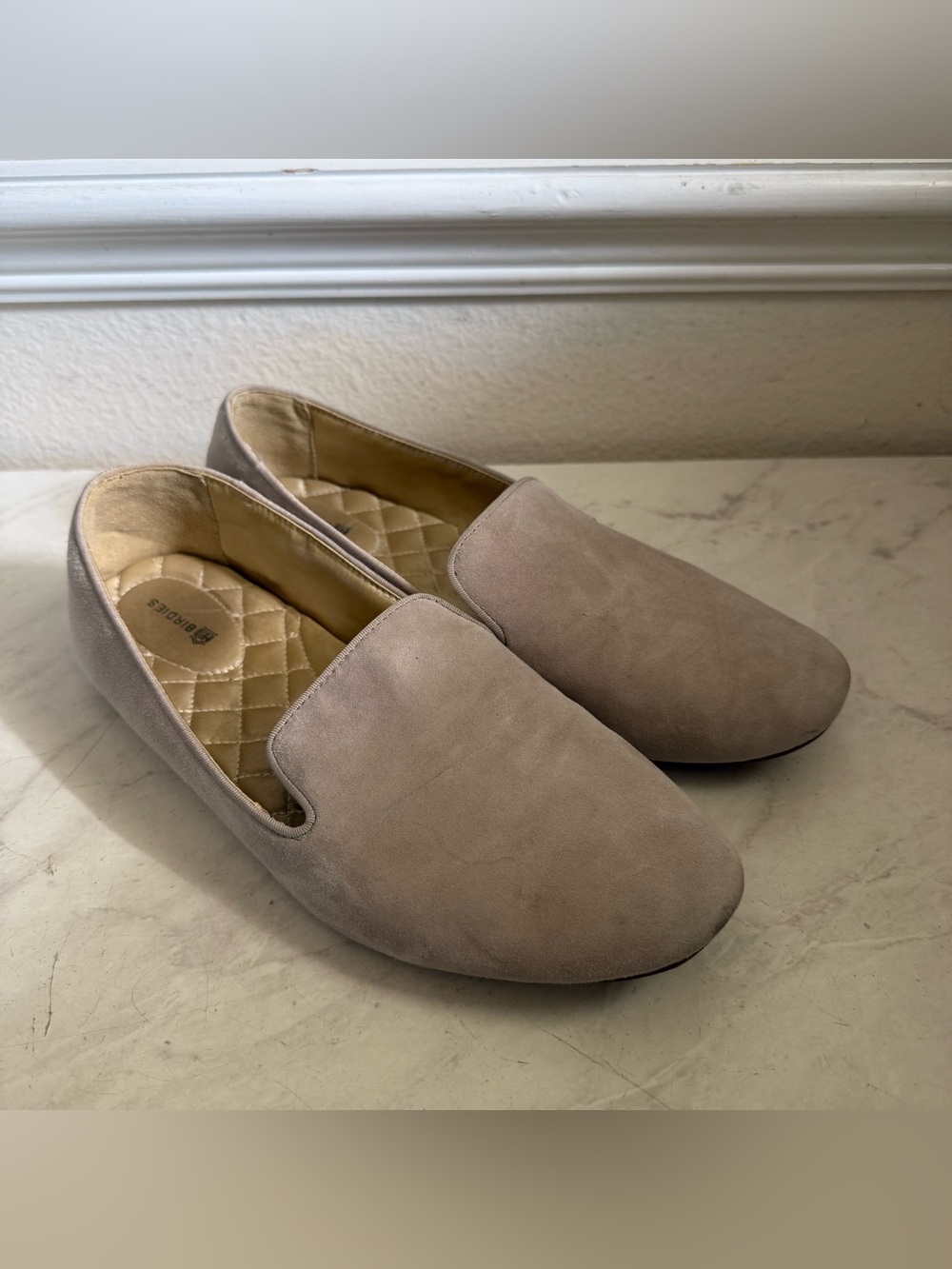 Birdies Neutral Suede Slip-On Loafers